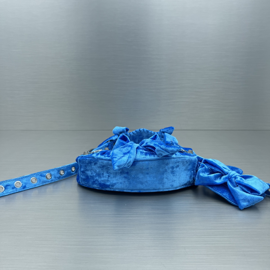 Bagsaaa Ba1en*iaga Le Cagole Velvet Blue Bag - 26X16X9.9cm
