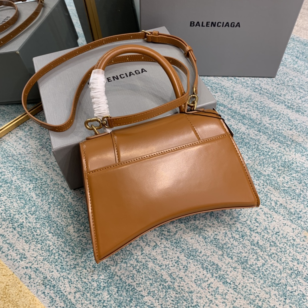 Bagsaaa Ba1en*iaga Hourglass Small Brown Gold Silver - 22.5*14.5*10cm