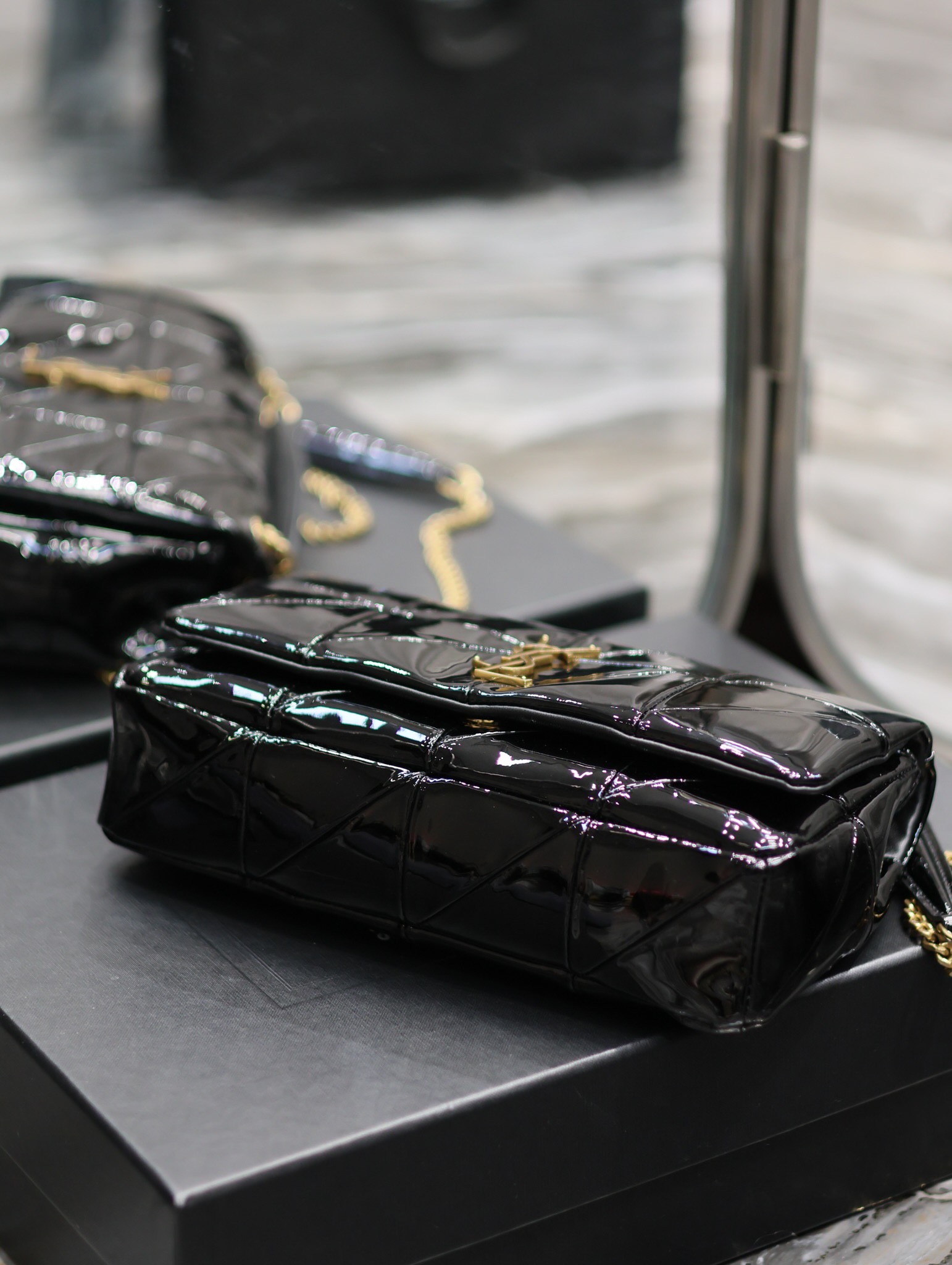 Bagsaaa Y51 Jaime Patent Black Bag - 25x15x7.5cm