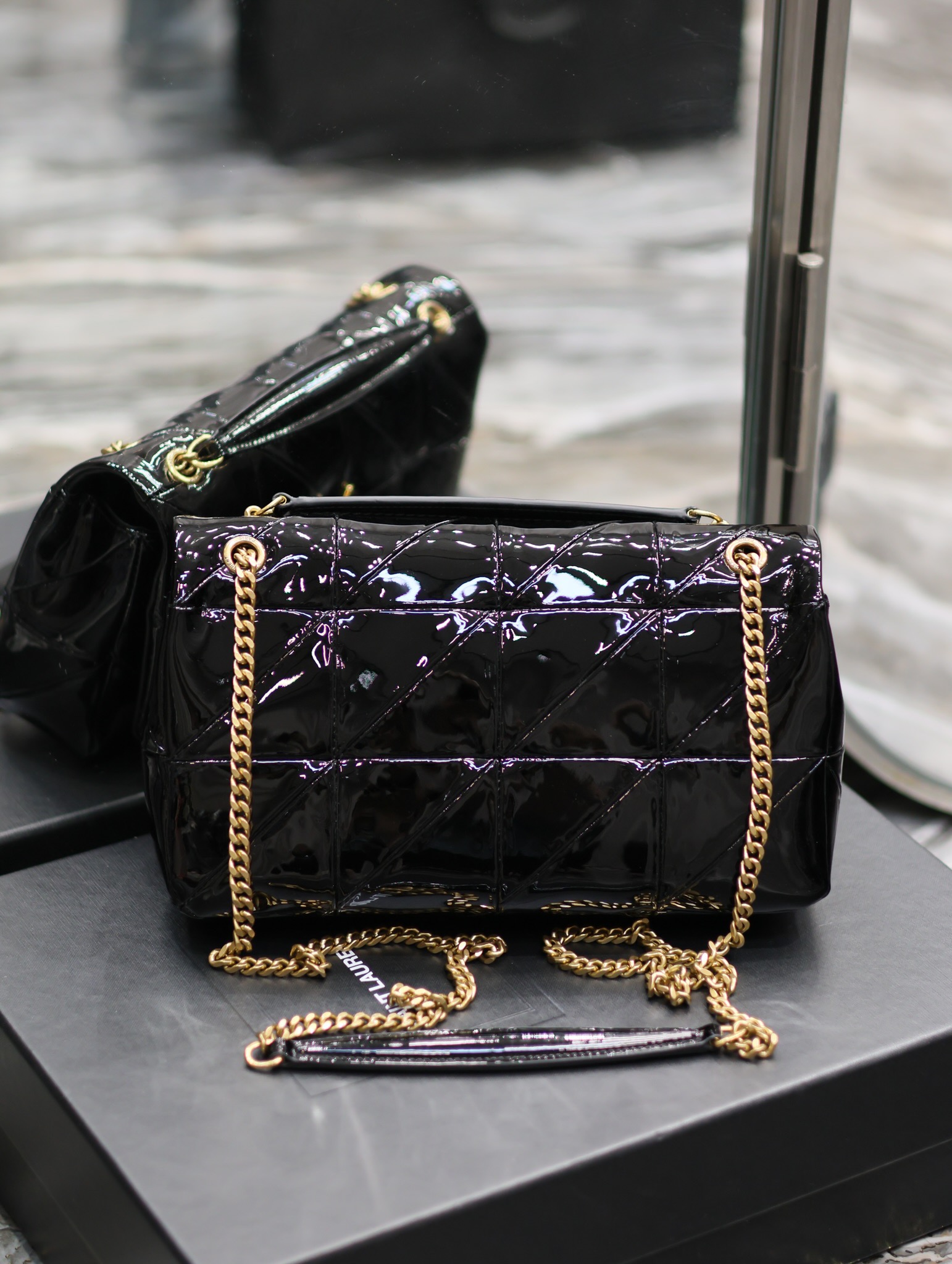 Bagsaaa Y51 Jaime Patent Black Bag - 25x15x7.5cm