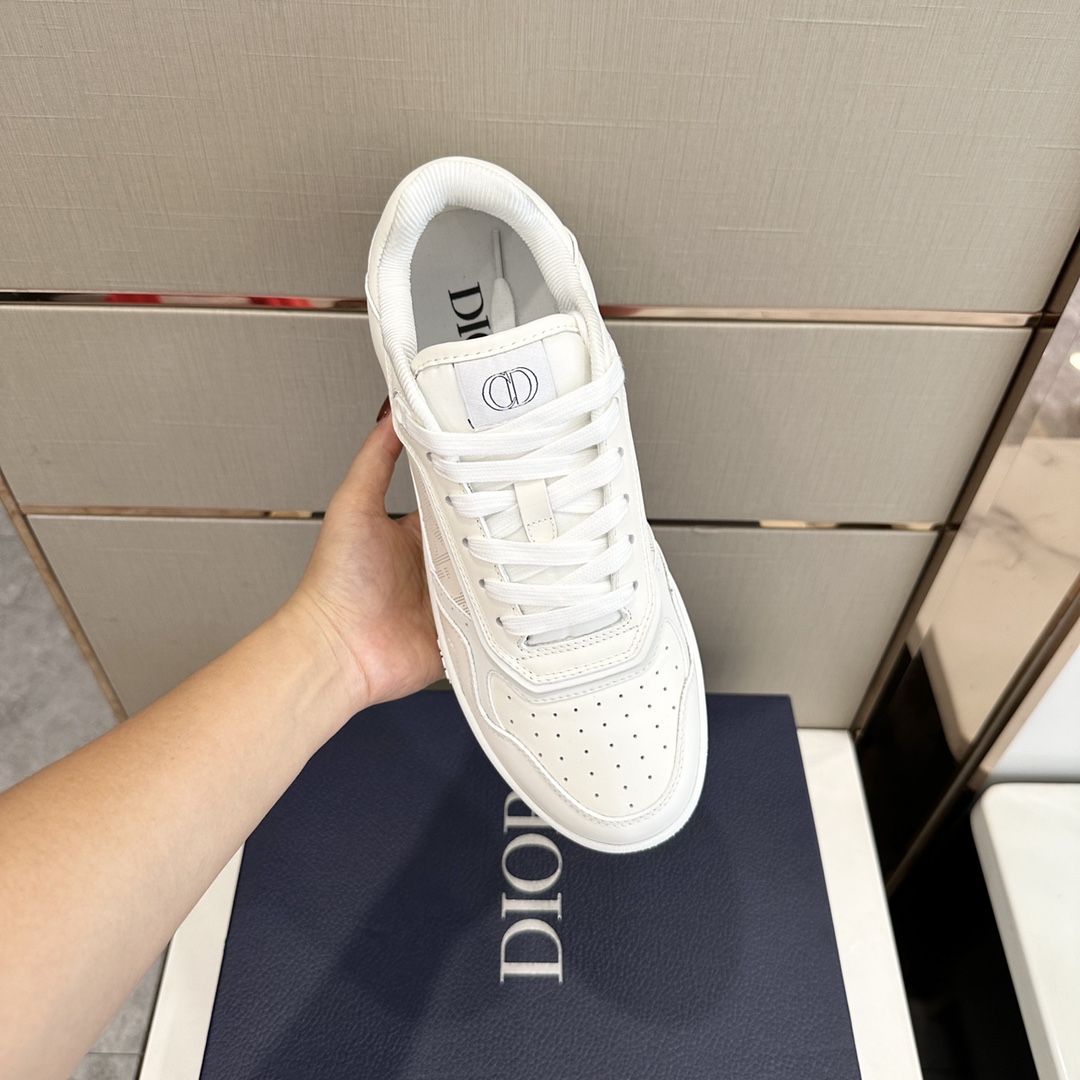 Bagsaaa D10r B27 LOW-TOP SNEAKER All White Smooth Calfskin Oblique Jacquard