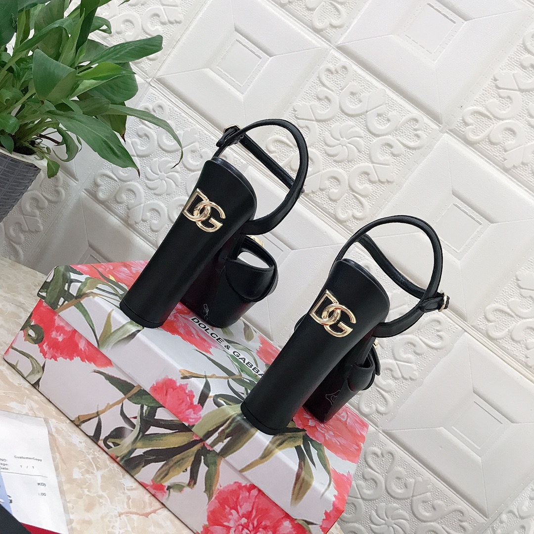Bagsaaa Dolce&Gabbana Black Leather Sandal Heels 