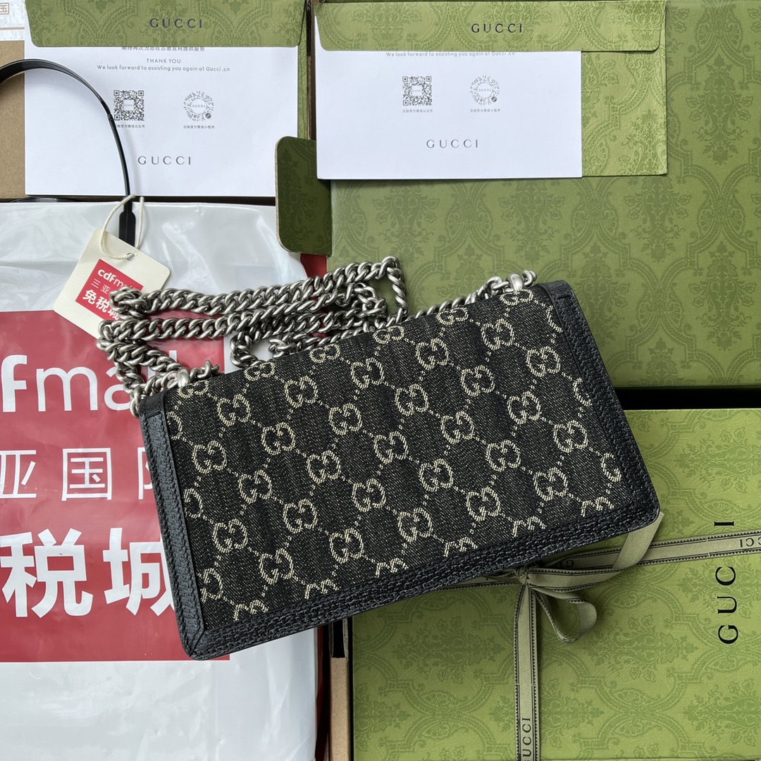 Bagsaaa Gvc*1 Dionysus GG Denim Black Small Bag