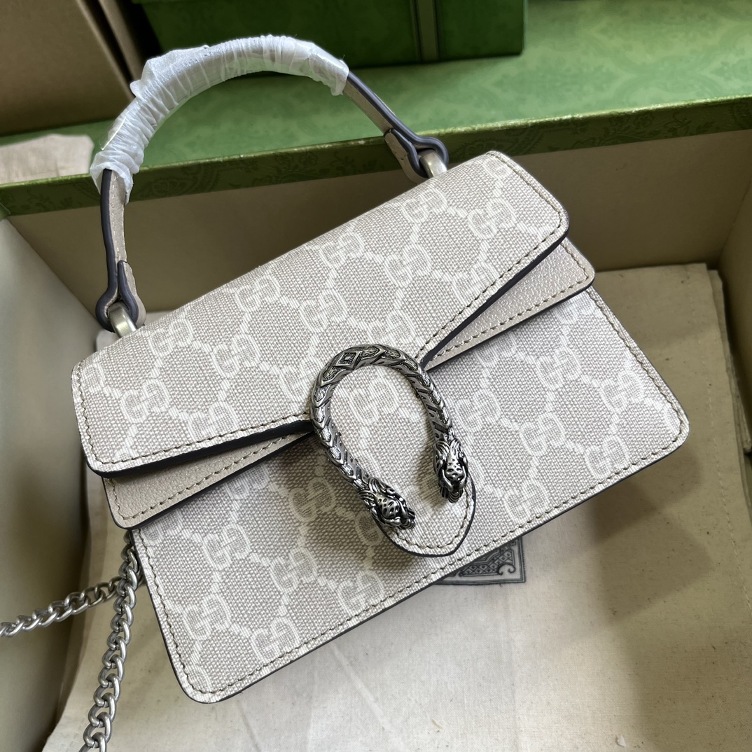 Bagsaaa Gvc*1 Dionyus Mini Top Handle Beige and white ebony GG Svp*me canvas Bag