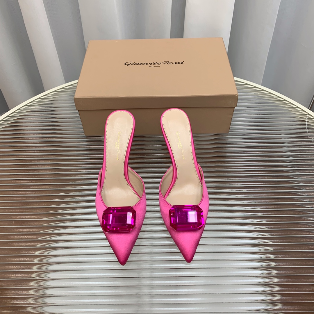 Bagsaaa Gianvito Rossi Jaipur 85mm satin pink pumps