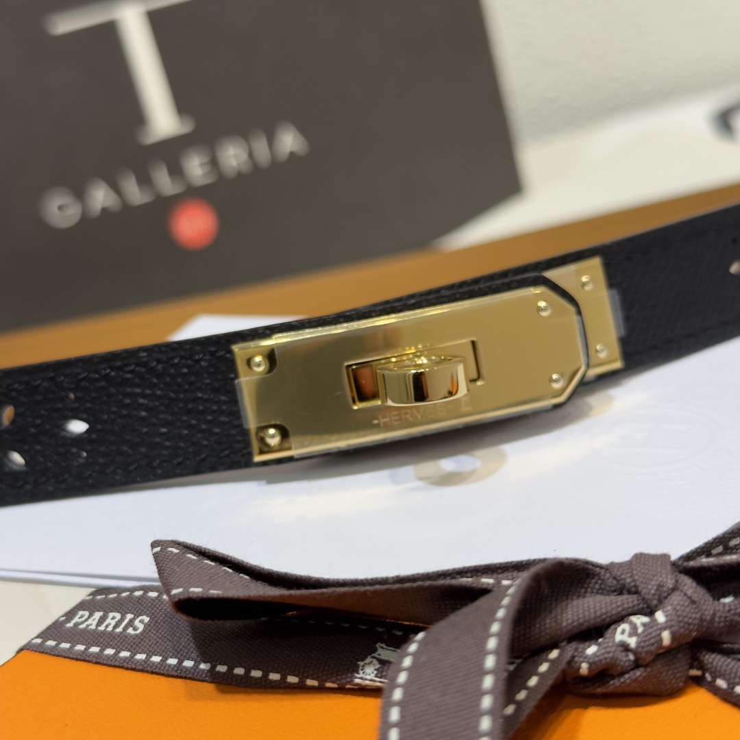 Bagsaaa H**me5 Kelly Belt 1.8cm Black 