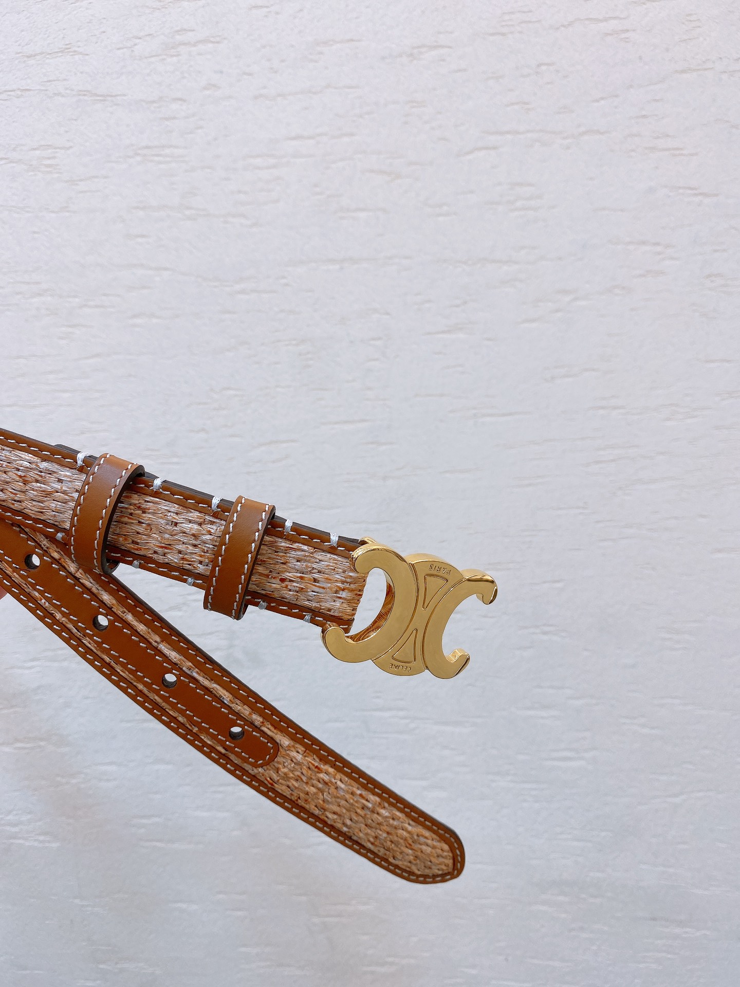 Bagsaaa Ce1i*e Triomphe Brown Gold Belt 2.5cm