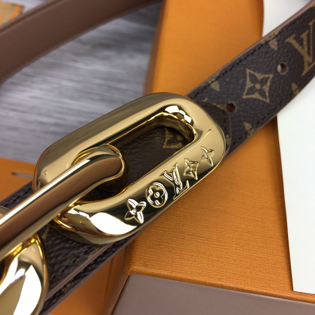 Bagsaaa L0vis Vvtt0n Chain Monogram Brown Belt 2.5cm