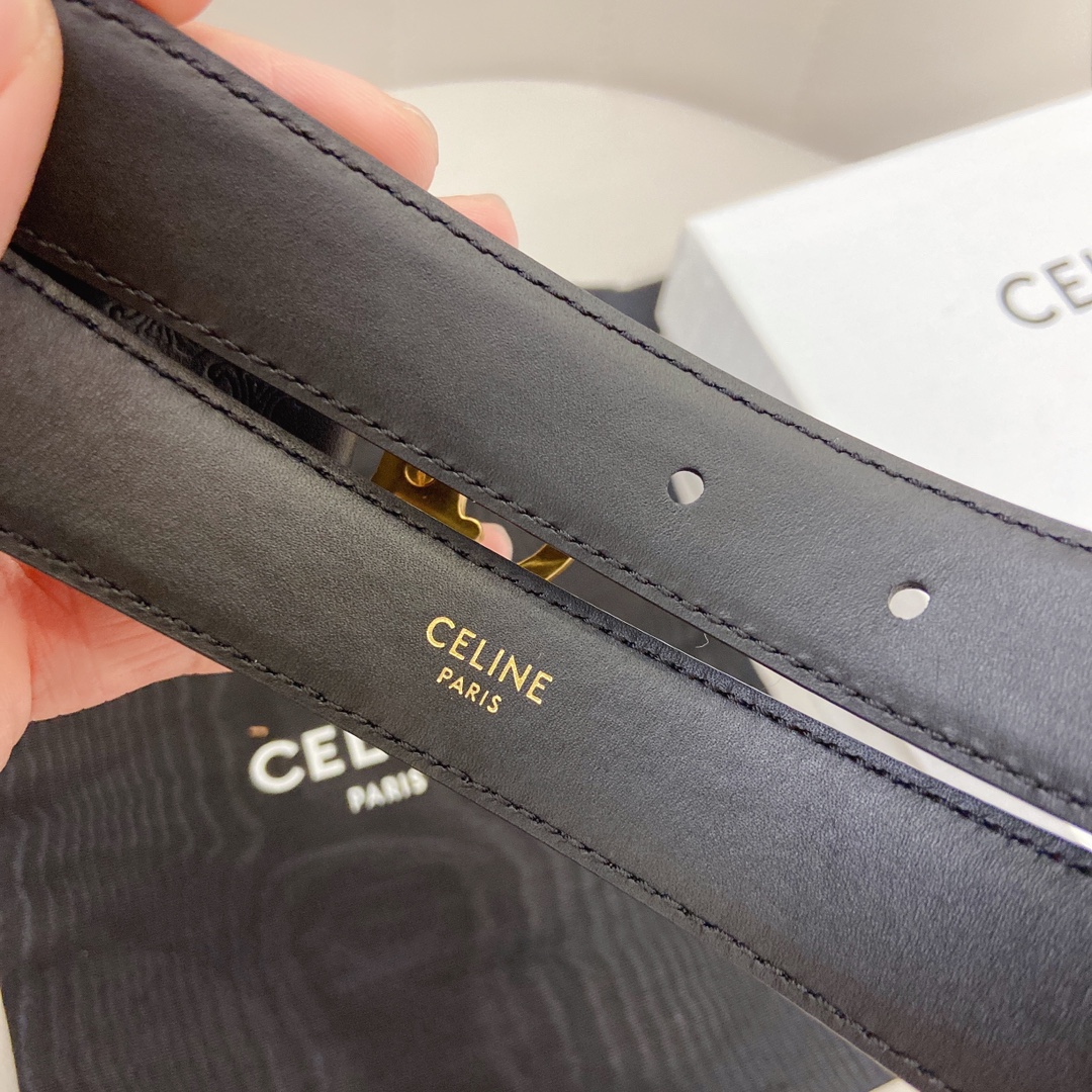 Bagsaaa Ce1i*e Black Triomphe Monogram Belt 2.5cm 