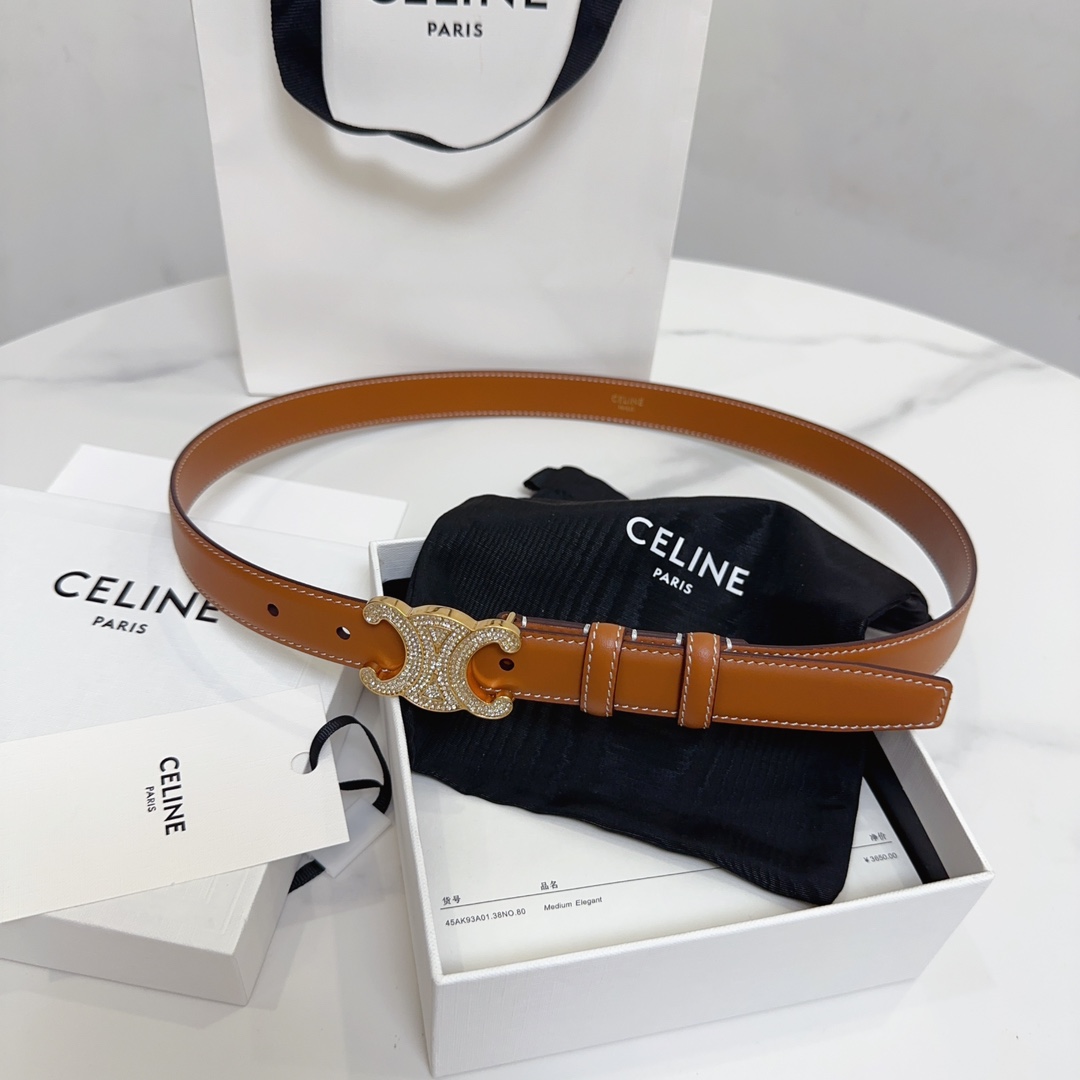Bagsaaa Ce1i*e Crystal Triomphe In Smooth Calfskin 2.5cm