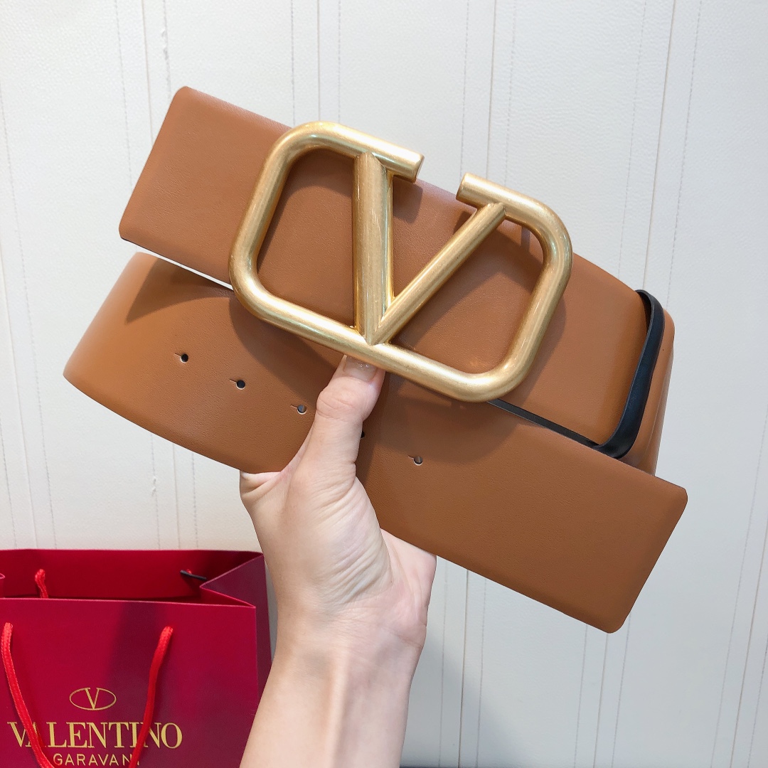 Bagsaaa Va1e*ntin0 VLogo Signature reversible belt brown 7cm