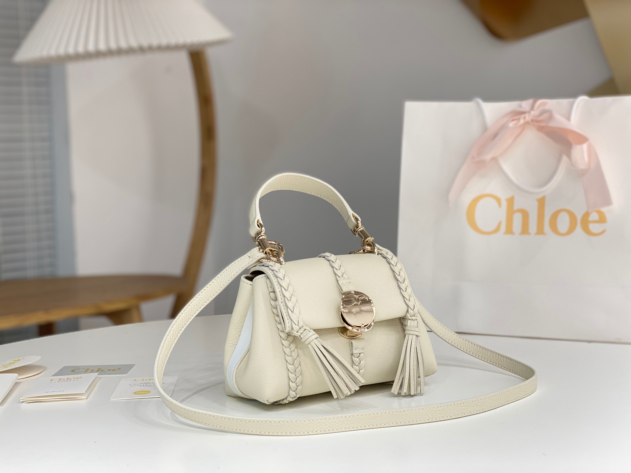 Bagsaaa Chloe Penelope Mini White Bag - 22x14x9cm