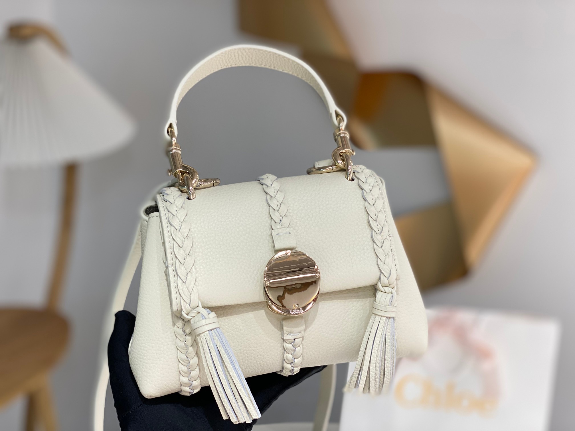 Bagsaaa Chloe Penelope Mini White Bag - 22x14x9cm