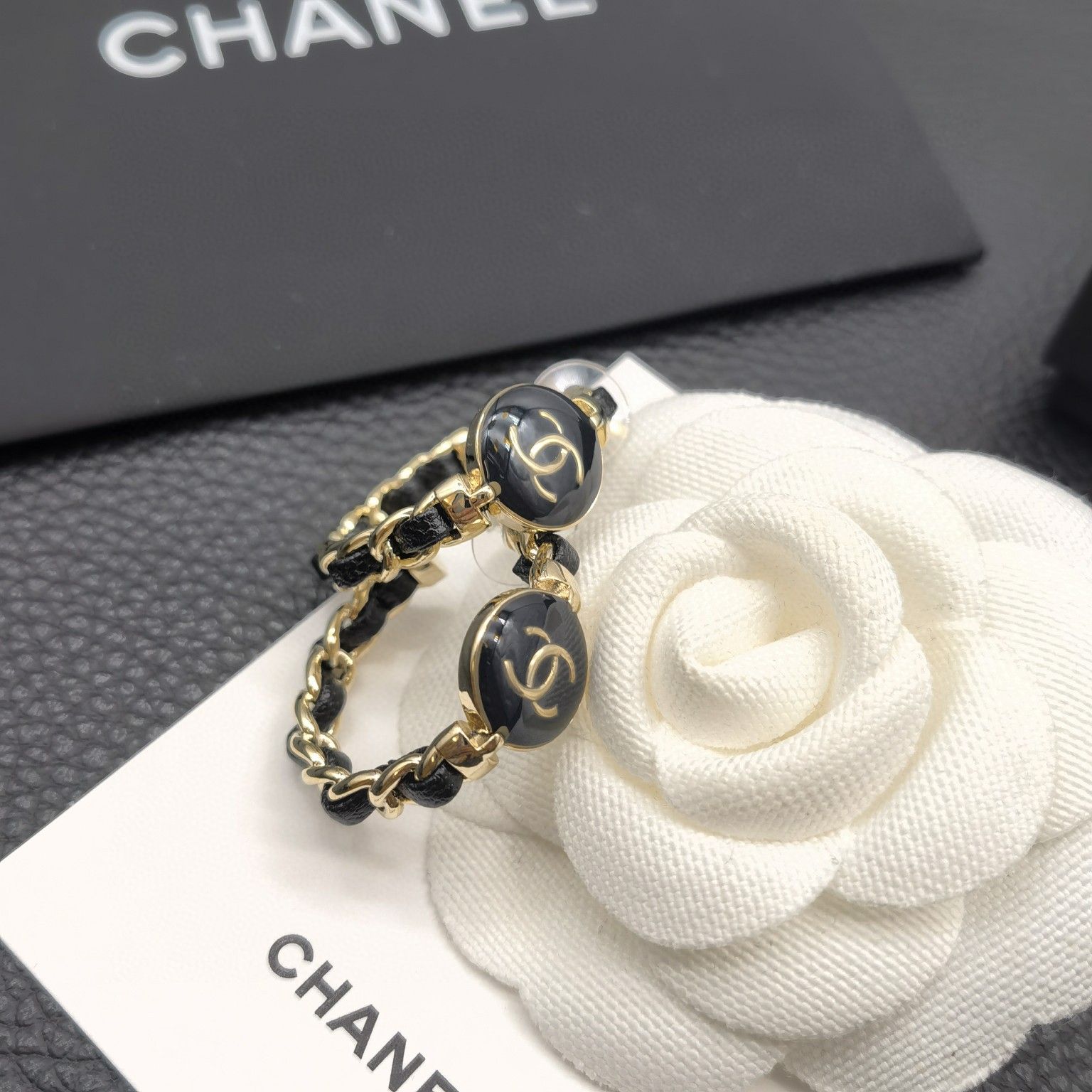 Bagsaaa Ch**el Black Hoop Earrings