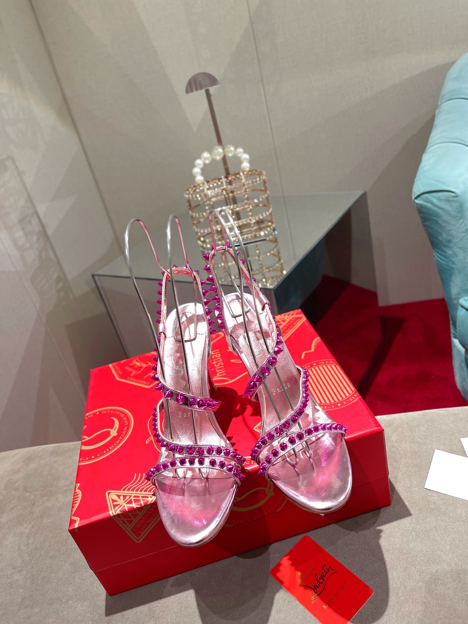 Bagsaaa Chr1st1an Louboutin Spikita Strap 100 Pink Spike Heels