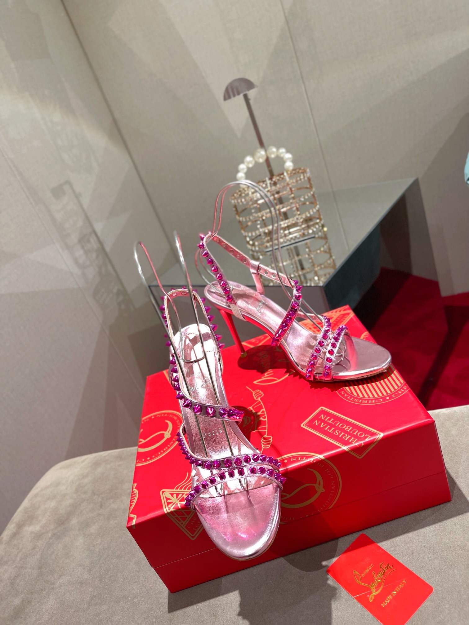 Bagsaaa Chr1st1an Louboutin Spikita Strap 100 Pink Spike Heels
