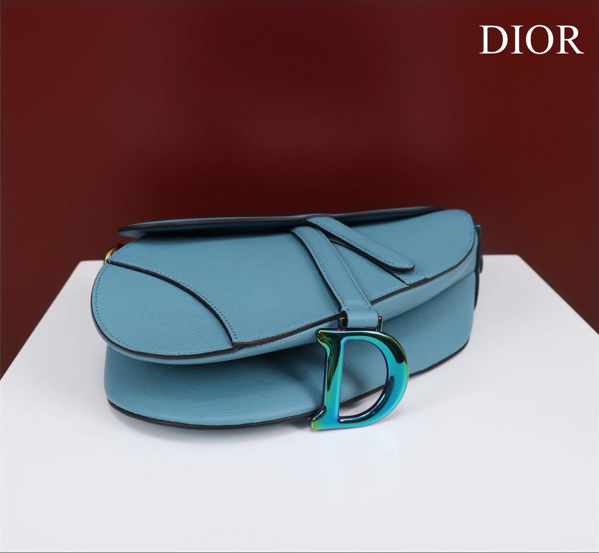 Bagsaaa D10r Saddle Blue Leather and coloful harrdware - 25.5 x 20 x 6.5 cm 