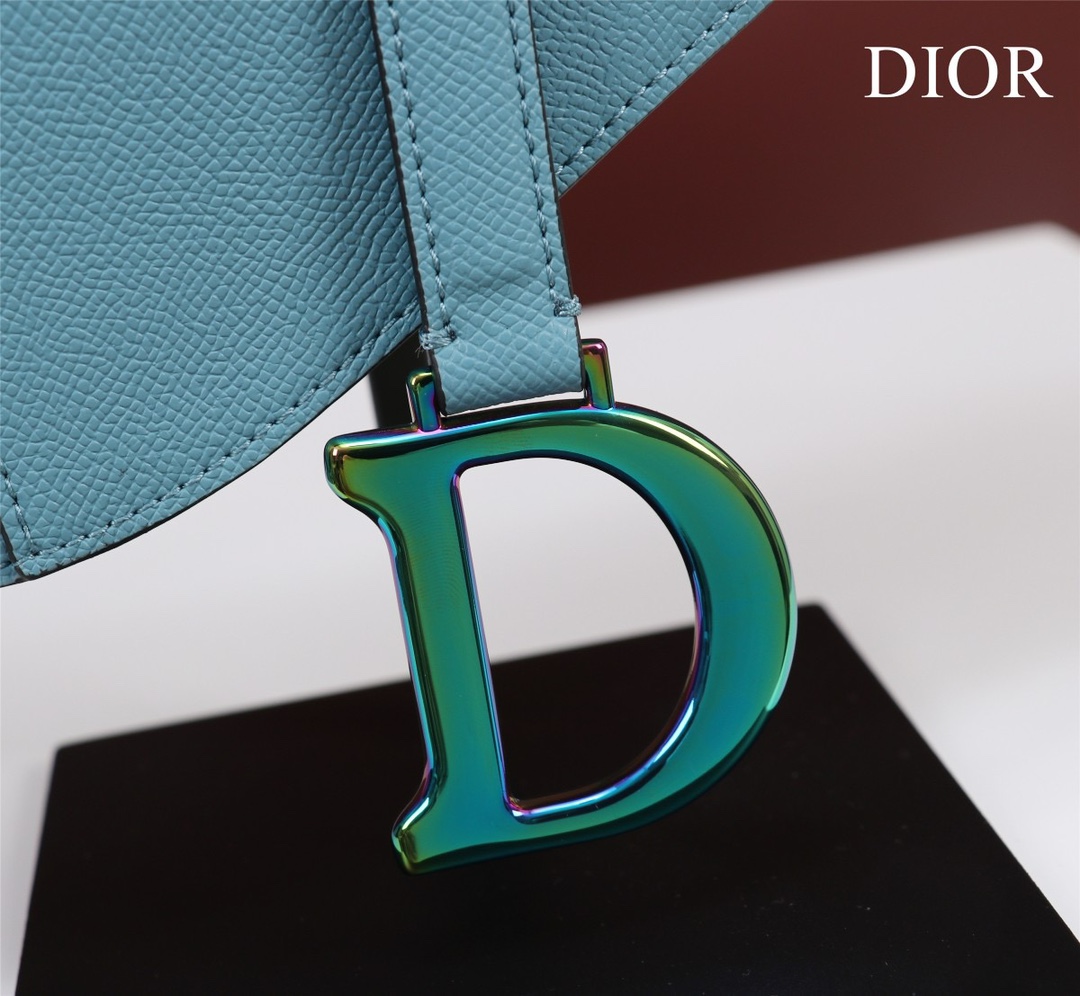Bagsaaa D10r Saddle Blue Leather and coloful harrdware - 25.5 x 20 x 6.5 cm 