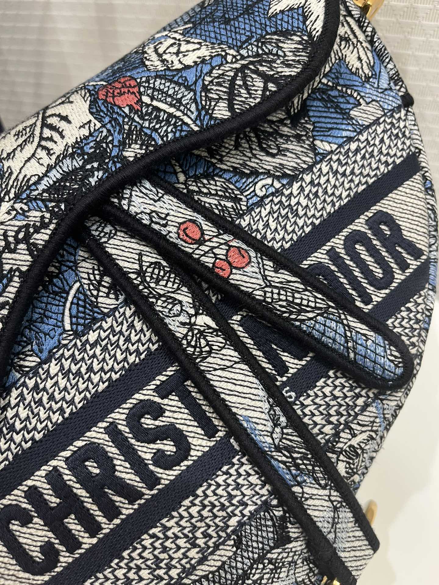 Bagsaaa D10r Saddle Camouflage Embroidered Blue - 25.5 x 20 x 6.5 cm 