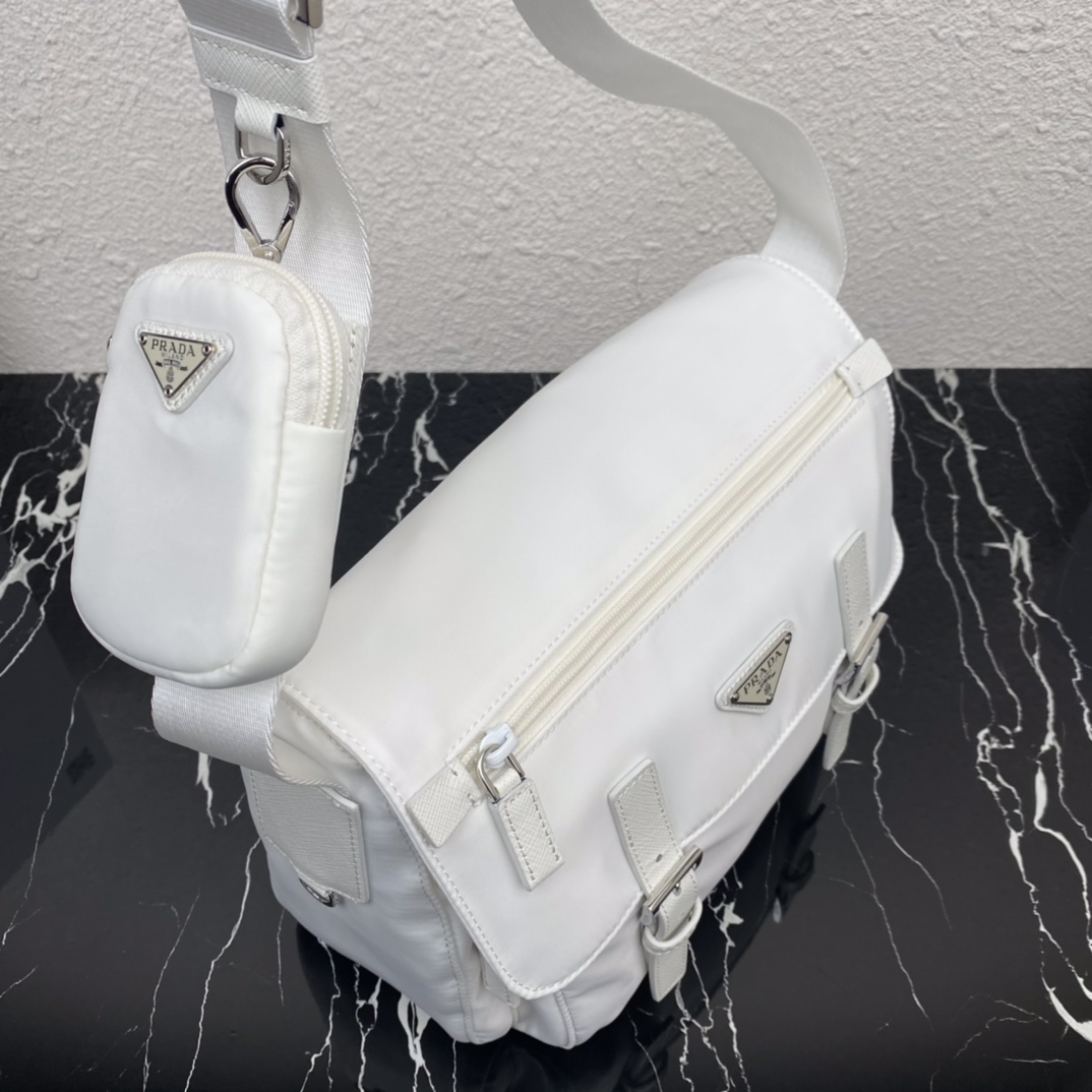 Bagsaaa Pra*a Re-Nylon white shoulder bag - 27x20.5x12cm