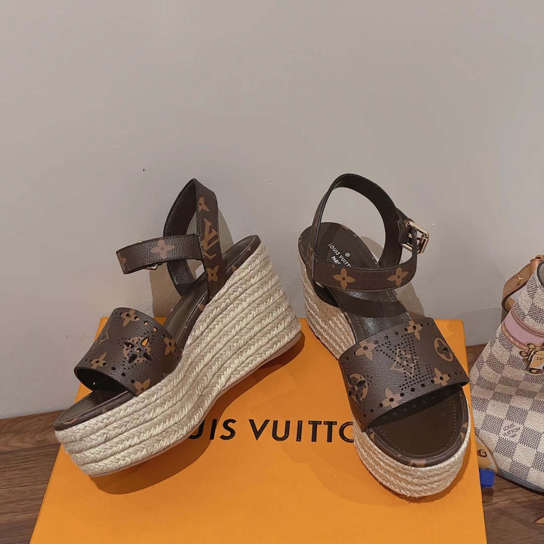 Bagsaaa L0vis Vvtt0n Starboard Wedge Sandal Brown Monogram