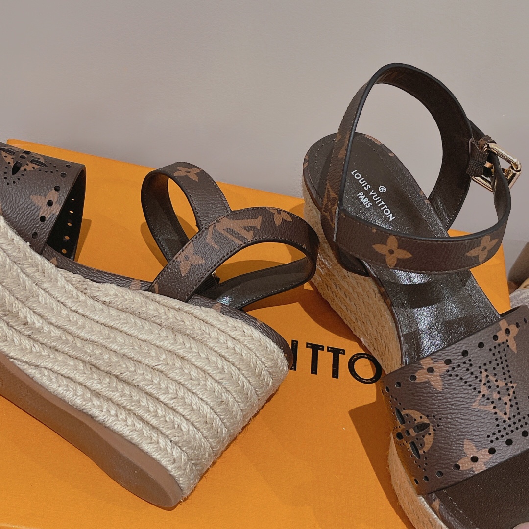 Bagsaaa L0vis Vvtt0n Starboard Wedge Sandal Brown Monogram
