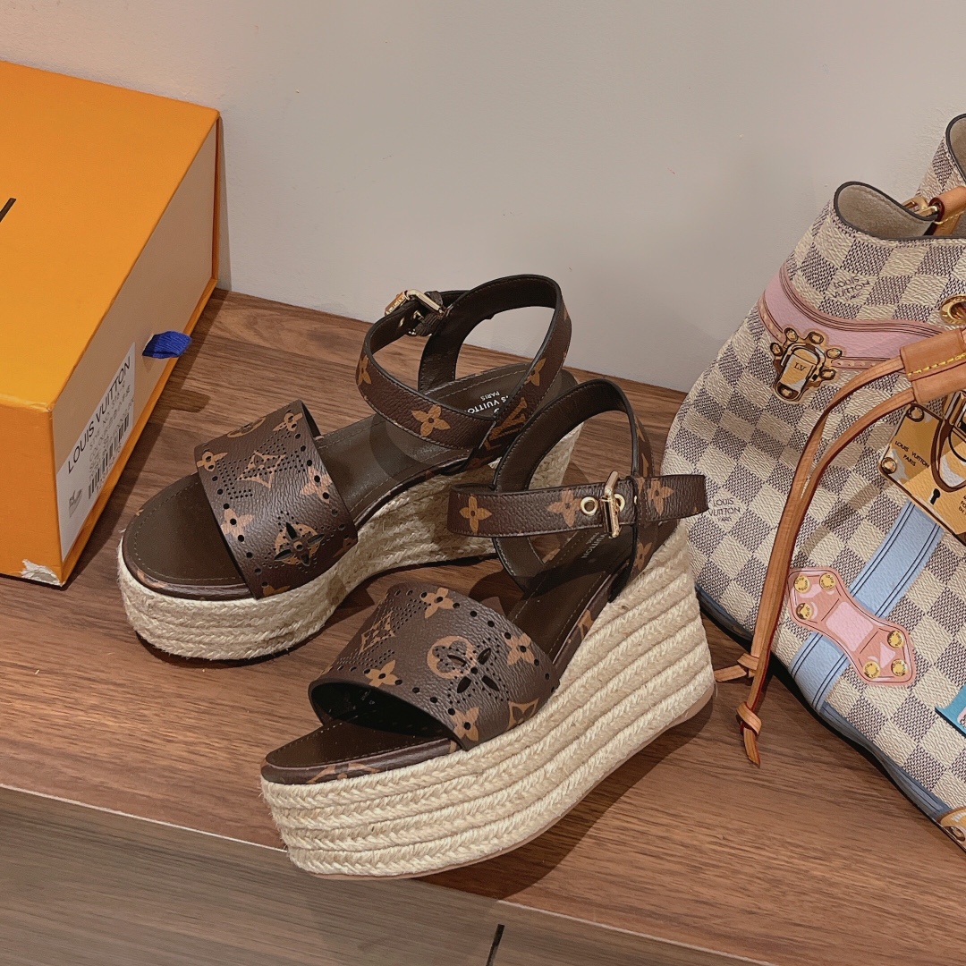 Bagsaaa L0vis Vvtt0n Starboard Wedge Sandal Brown Monogram