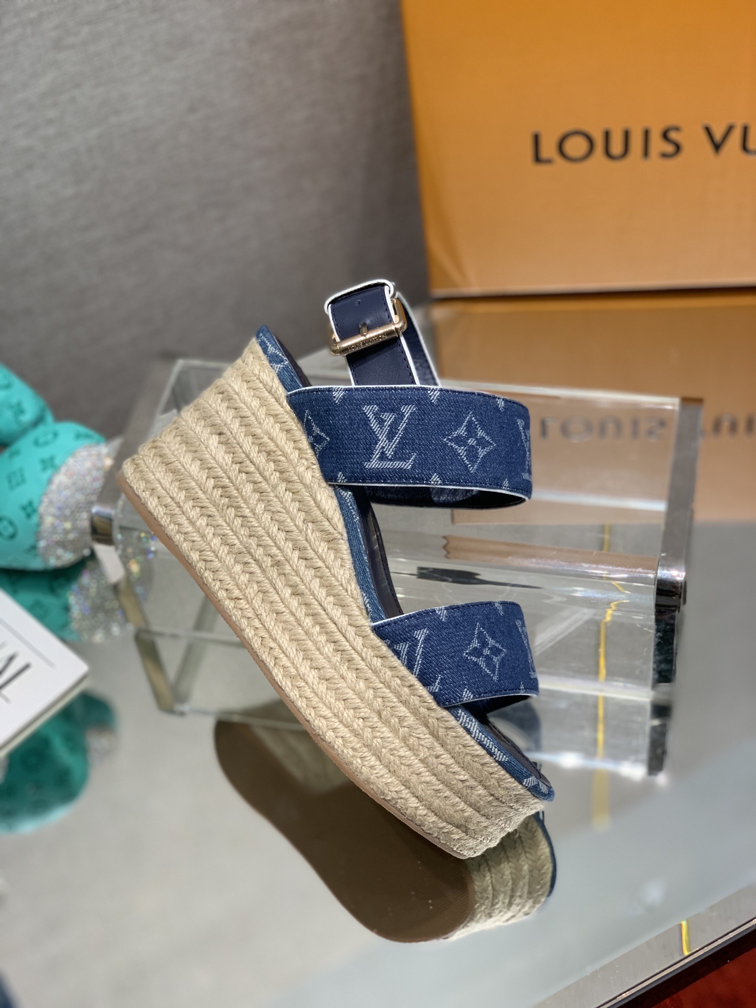 Bagsaaa L0vis Vvtt0n Starboard Wedge Sandal Denim Blue