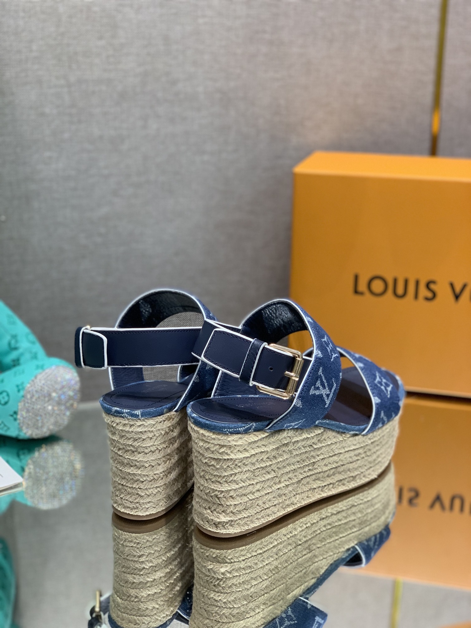 Bagsaaa L0vis Vvtt0n Starboard Wedge Sandal Denim Blue