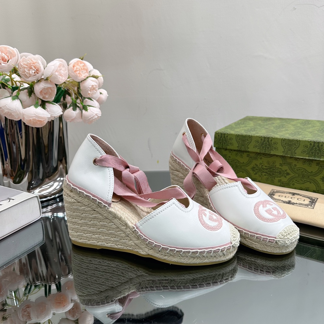Bagsaaa Gvc*1 Ankle Tie Wedge Espadrille Pink Sandals