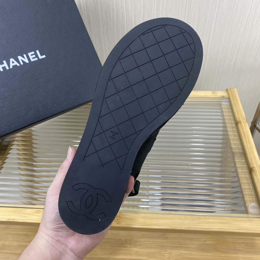 Bagsaaa Ch**el Black Wedge Sandals