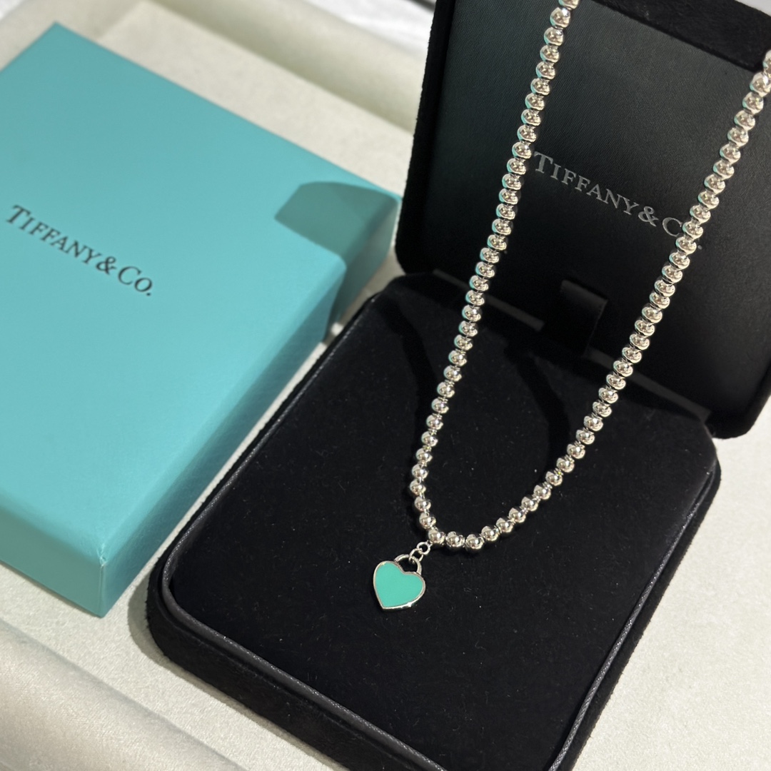 Bagsaaa T*f*ny&Co Blue Heart Necklace