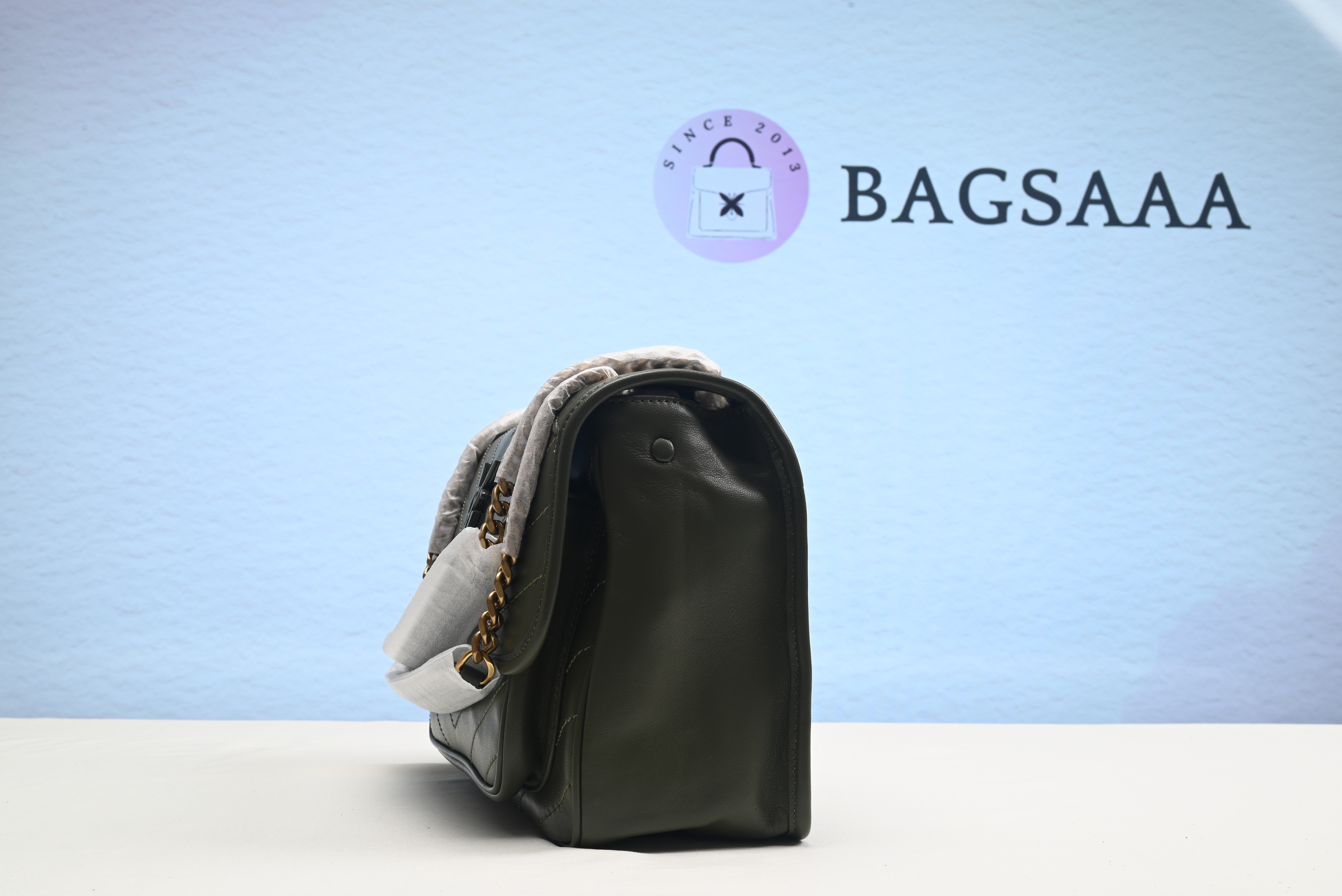Bagsaaa Y51 Nikki Bag In Lambskin Green - H20 x W28 x D8.5 cm