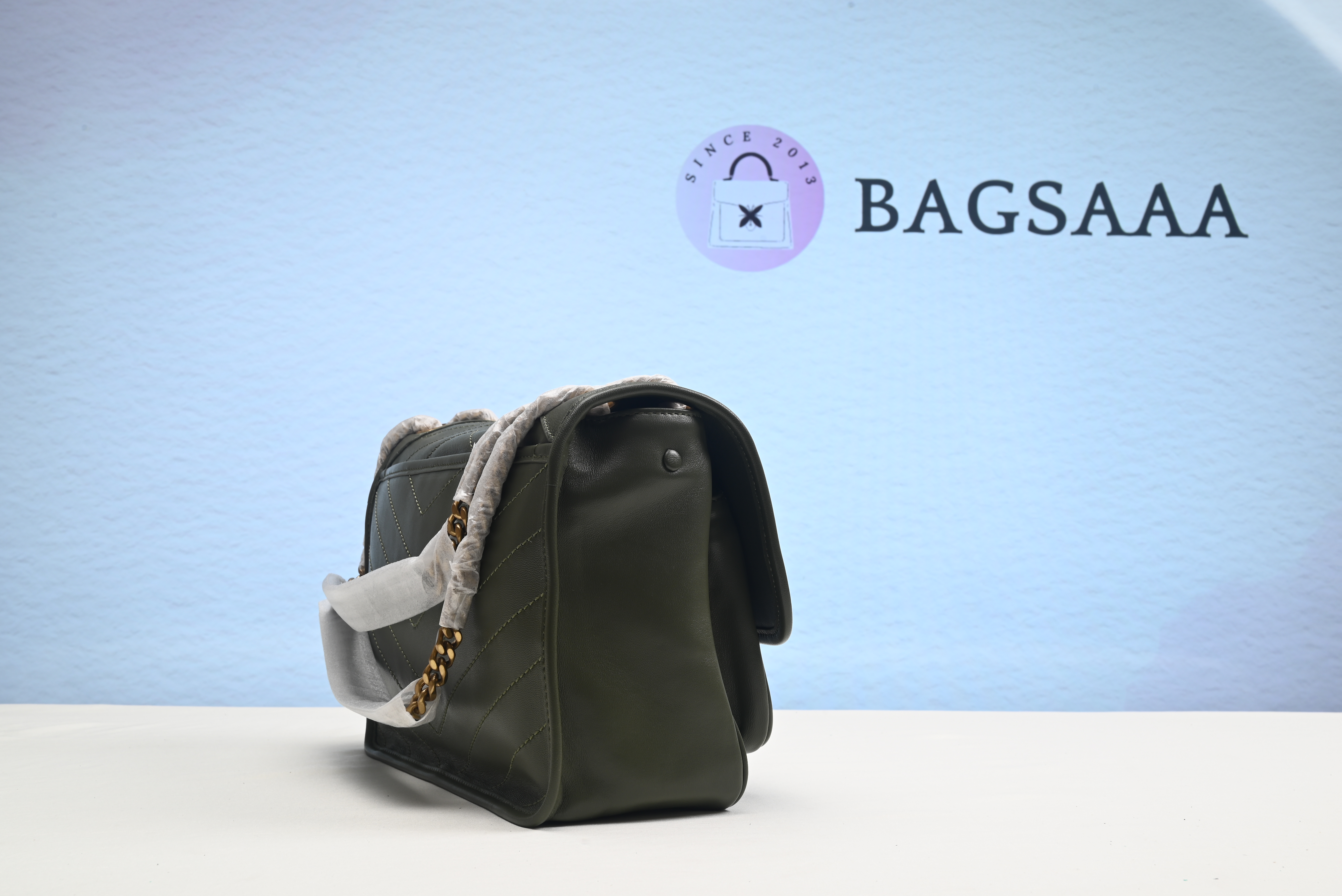 Bagsaaa Y51 Nikki Bag In Lambskin Green - H20 x W28 x D8.5 cm