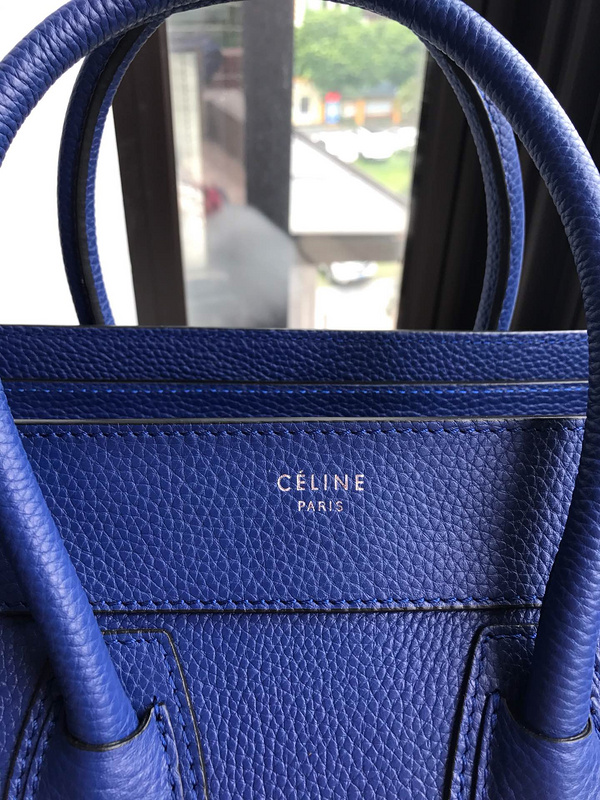 Bagsaaa Ce1i*e Micro Luggage In Drummed Calfskin In Blue - 27 X 25 X 13 CM