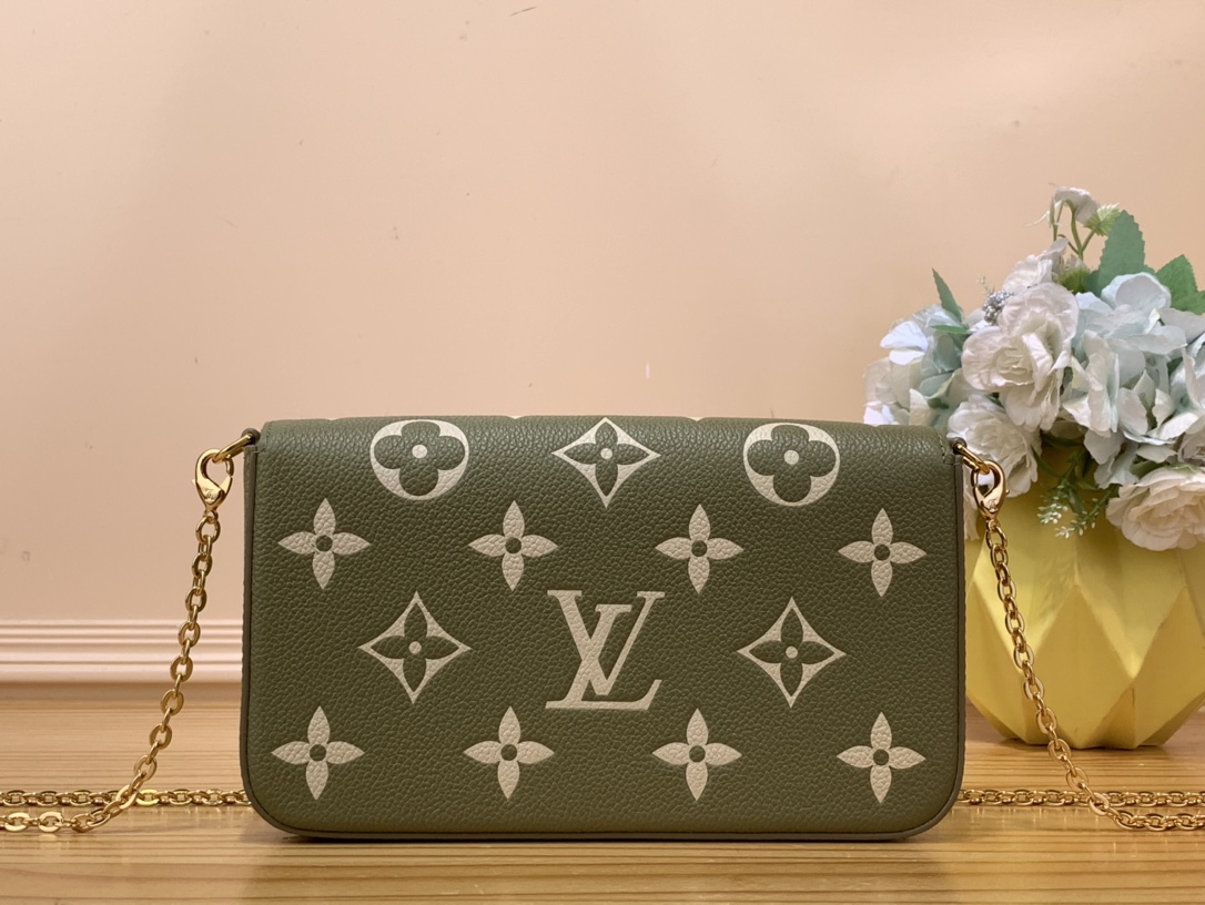 Bagsaaa L0vis Vvtt0n M82480 Félicie Pochette Khaki / Cream - 21 x 12 x 3 cm