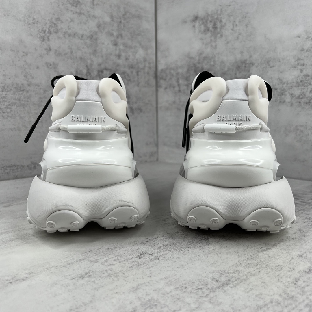Bagsaaa Balmain Unicorn Low Top trainers in neoprene and leather white