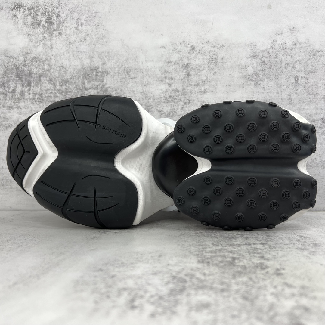 Bagsaaa Balmain Unicorn Low Top trainers in neoprene and leather black and white