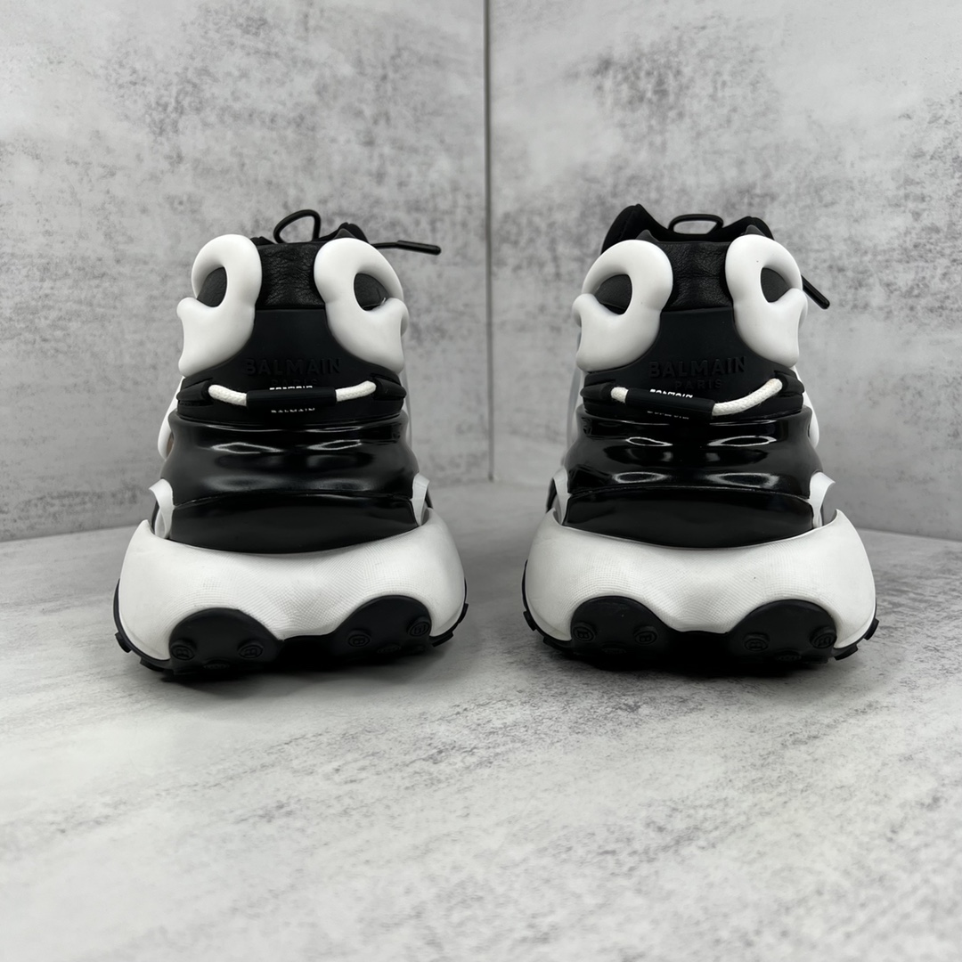 Bagsaaa Balmain Unicorn Low Top trainers in neoprene and leather black and white