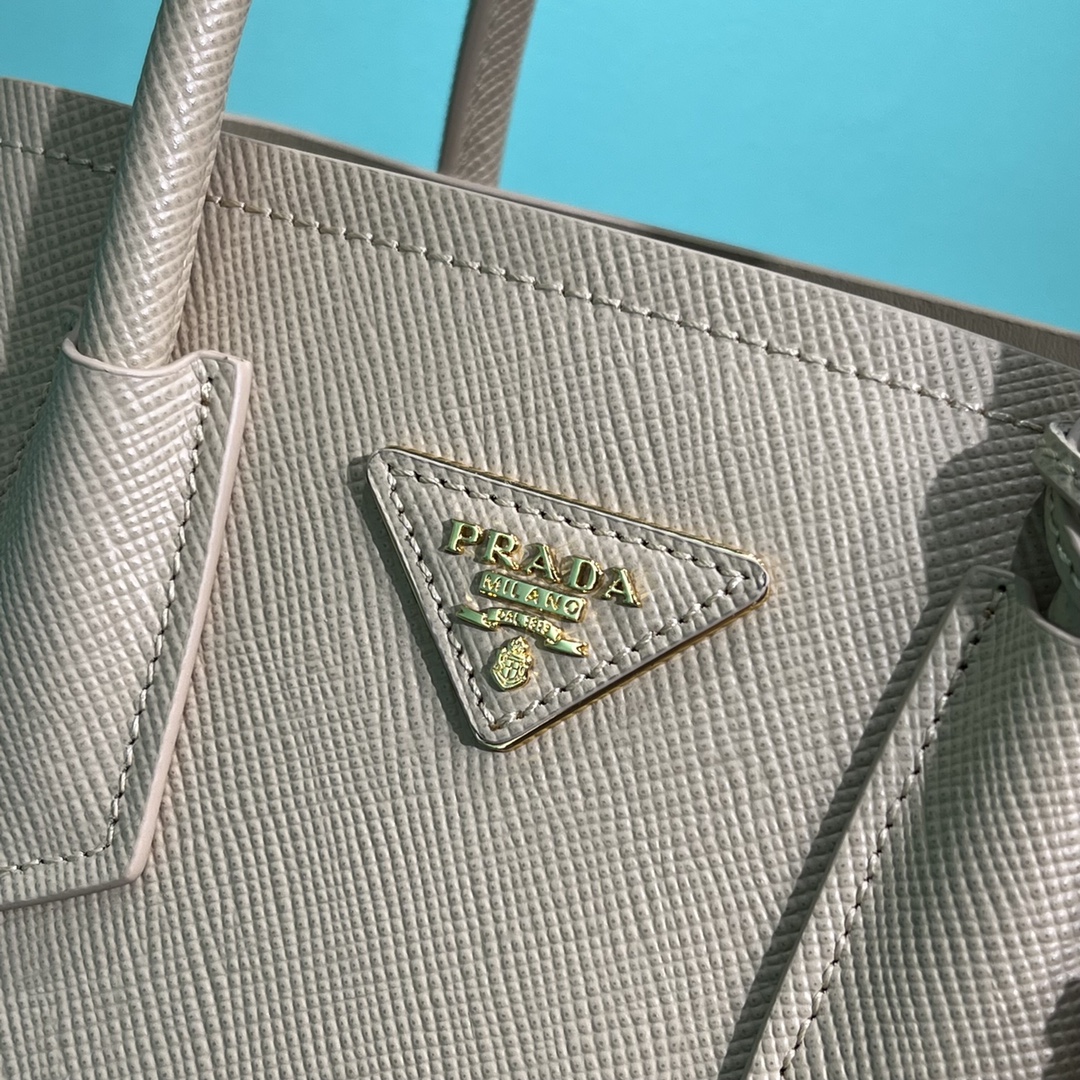 Bagsaaa Pra*a Double Saffiano leather beige mini bag