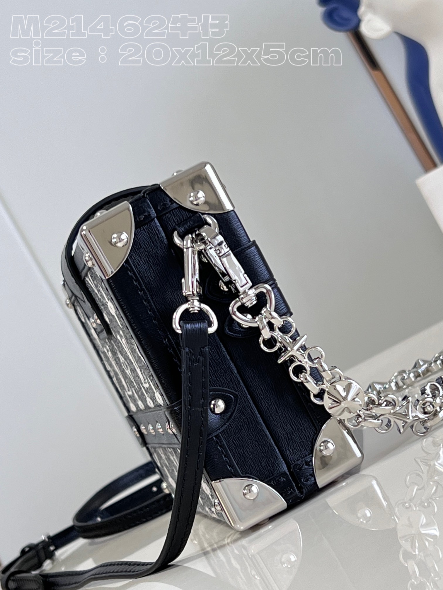 Bagsaaa L0vis Vvtt0n Petite Malle Bag Denim Silver Hardware