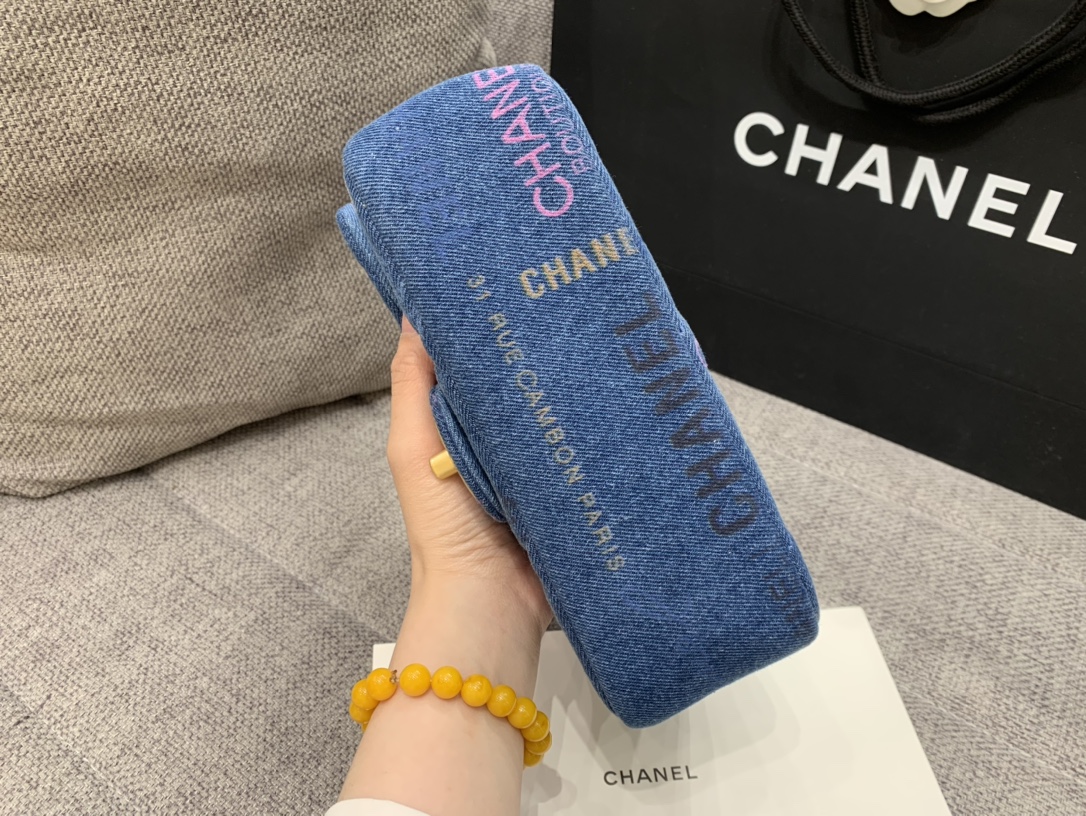 Bagsaa Ch**el Denim Flap Bag Blue