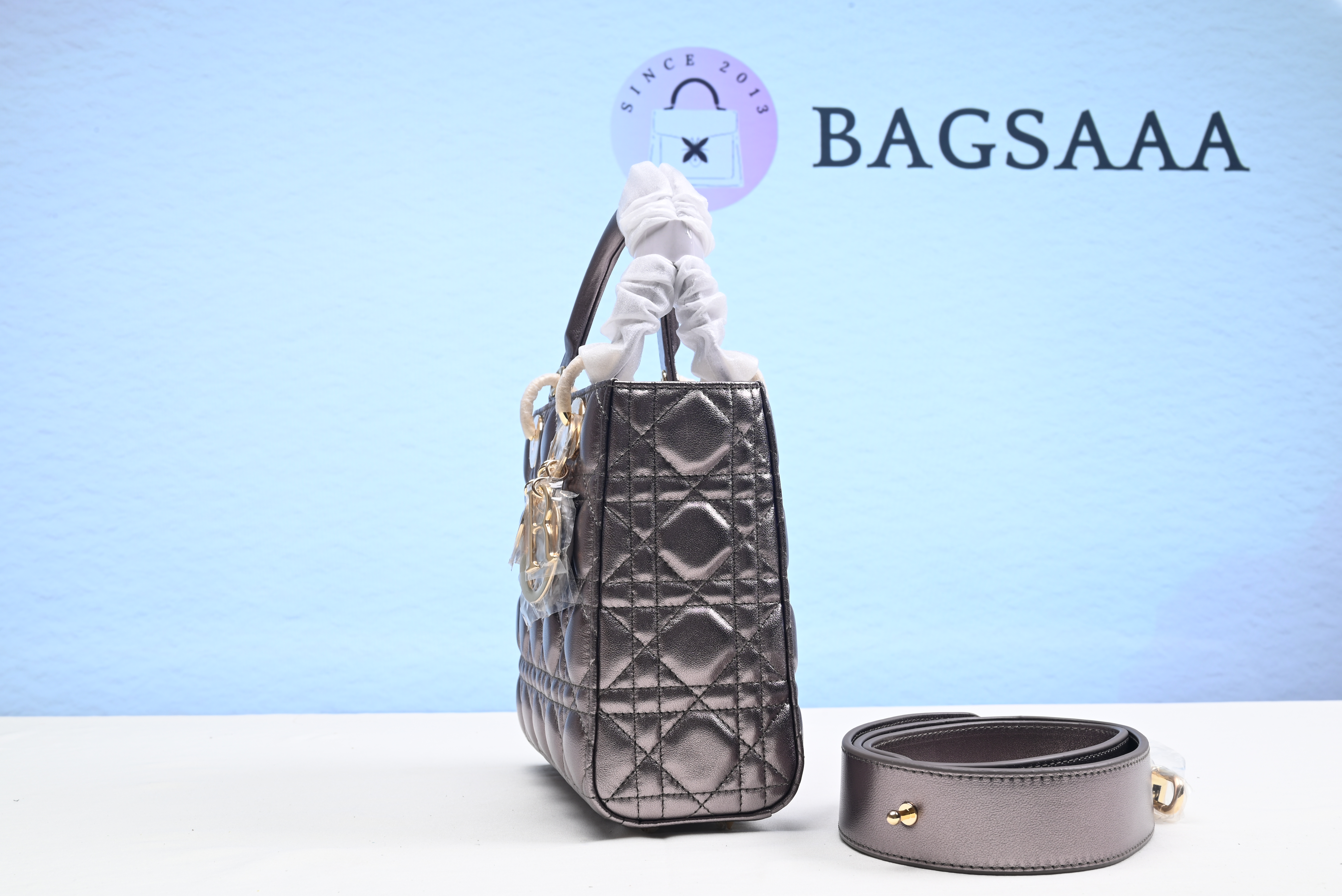 Bagsaaa D10r Medium Lady Dark Silver Gold Hardware