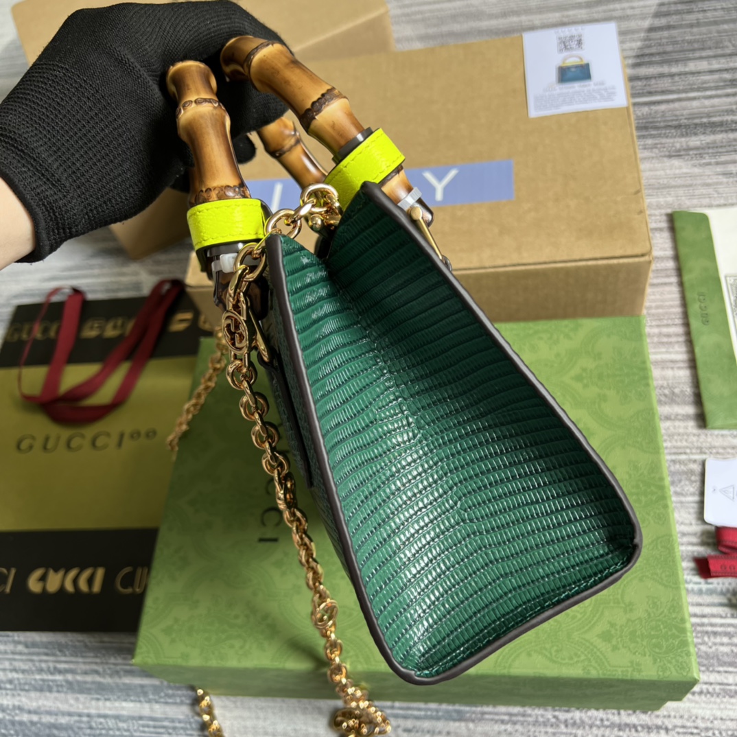 Bagsaaa Gvc*1 Mini Diana Lizard Green Leather 20x15.5x10cm