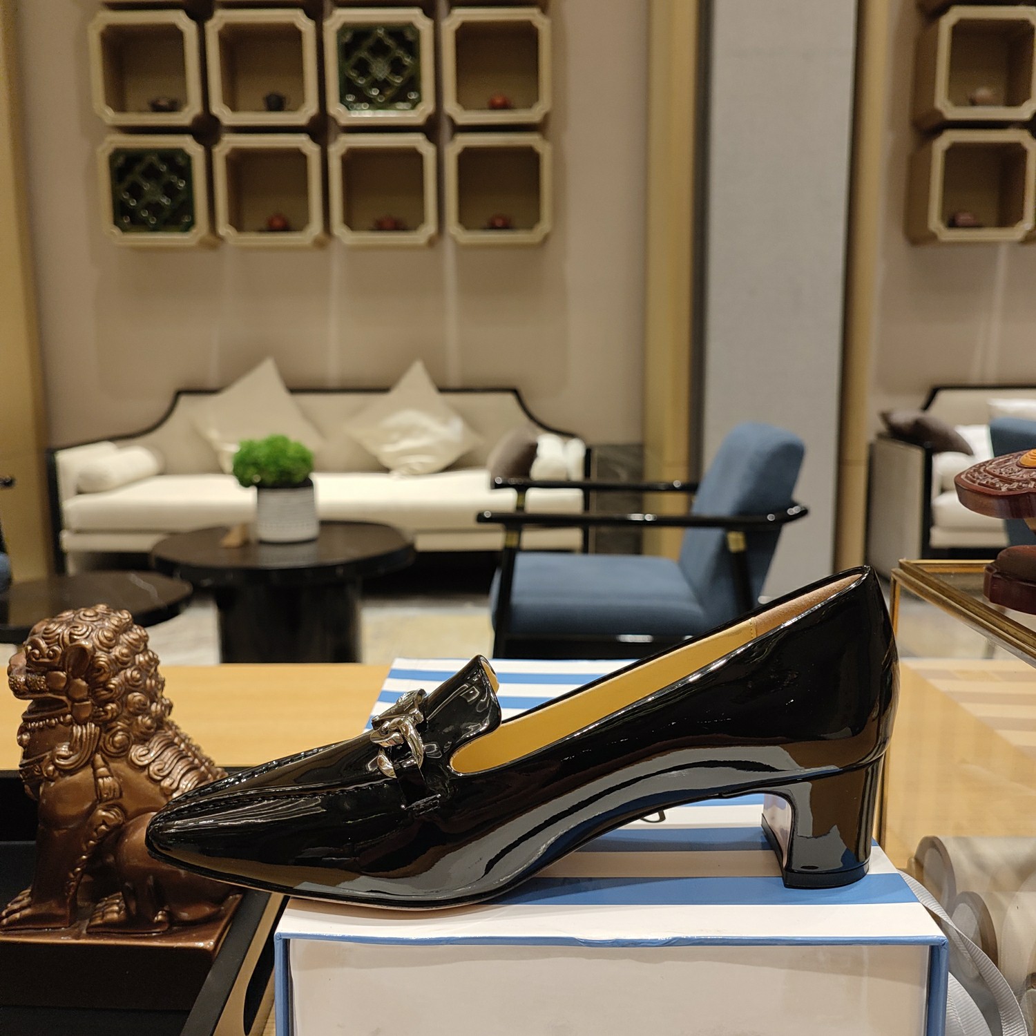 Bagsaaa Pra*a Embellished patent leather pumps