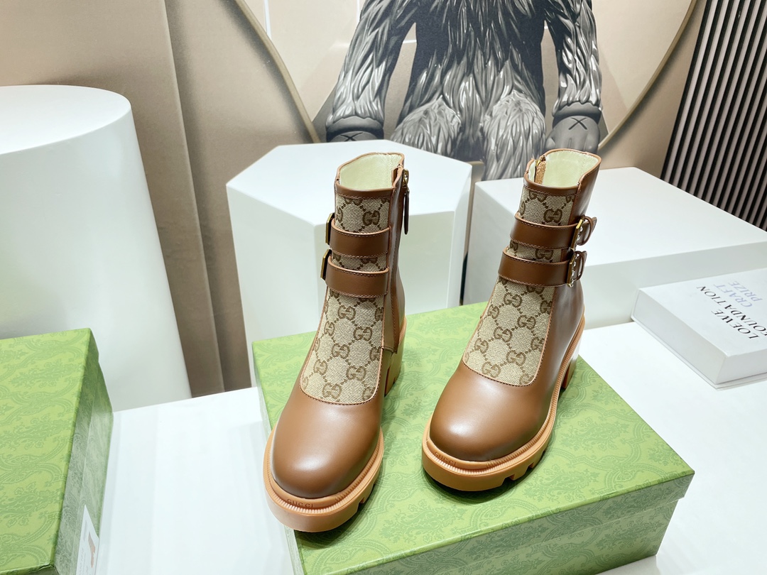 Bagsaaa Gvc*1 Trip Printed Coated-canvas And Leather Ankle Boots - Brown
