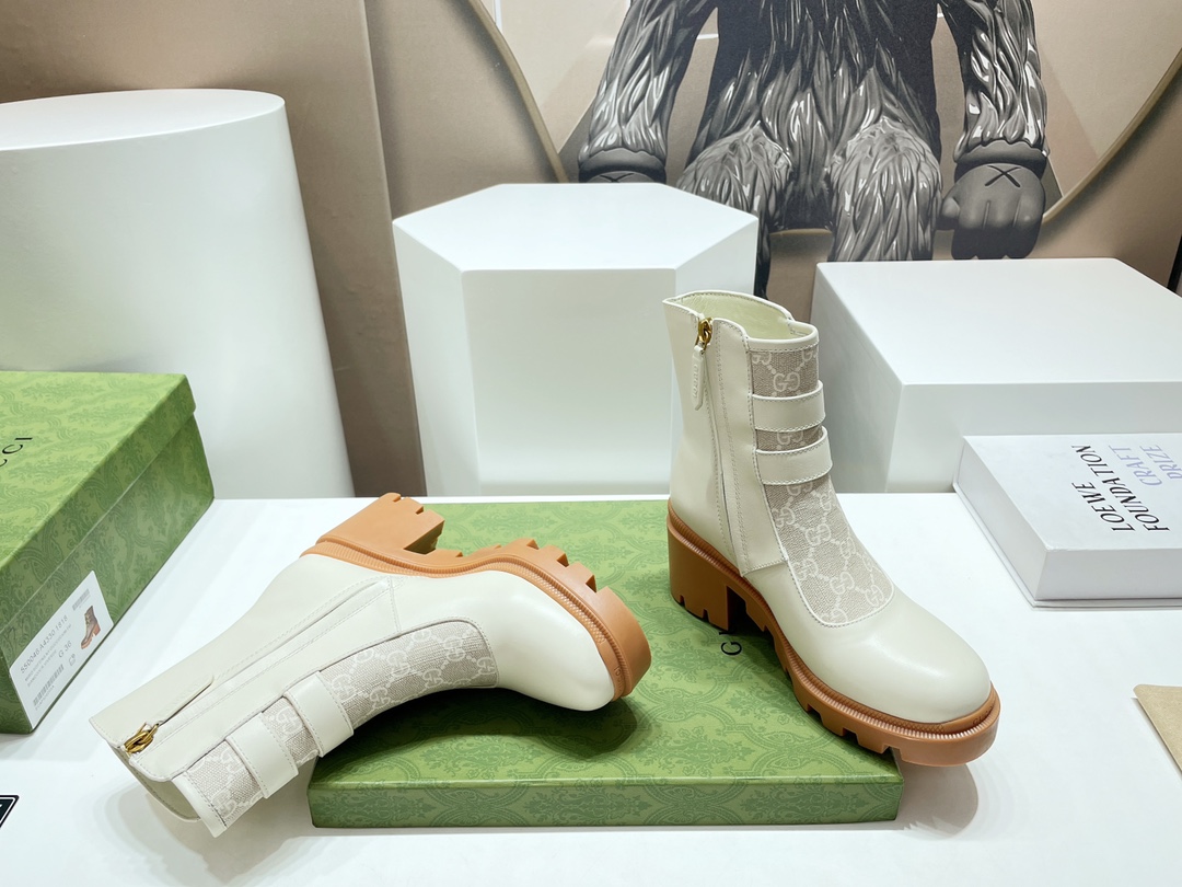 Bagsaaa Gvc*1 Trip Printed Coated-canvas And Leather Ankle Boots - White