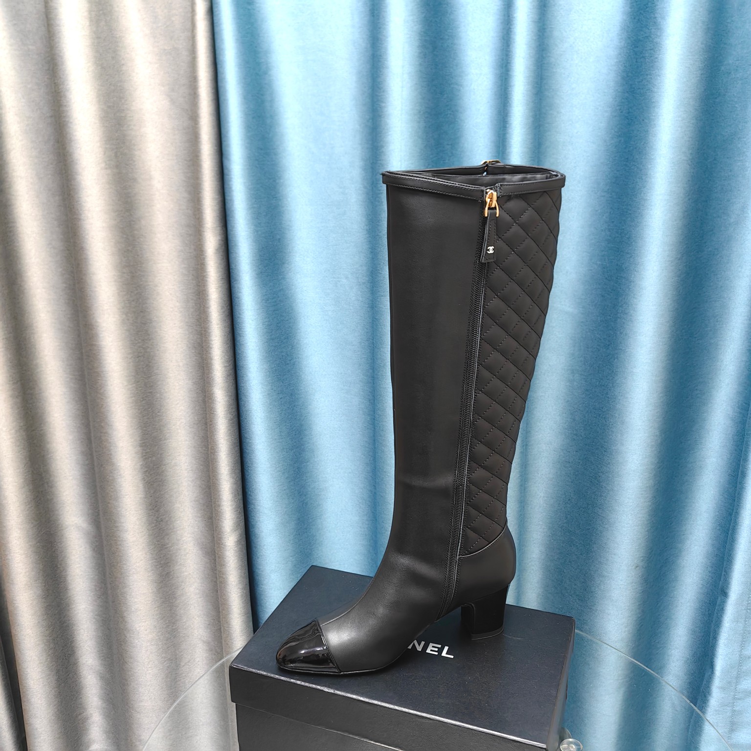 Bagsaaa Ch**el Ankle Long Black Boots