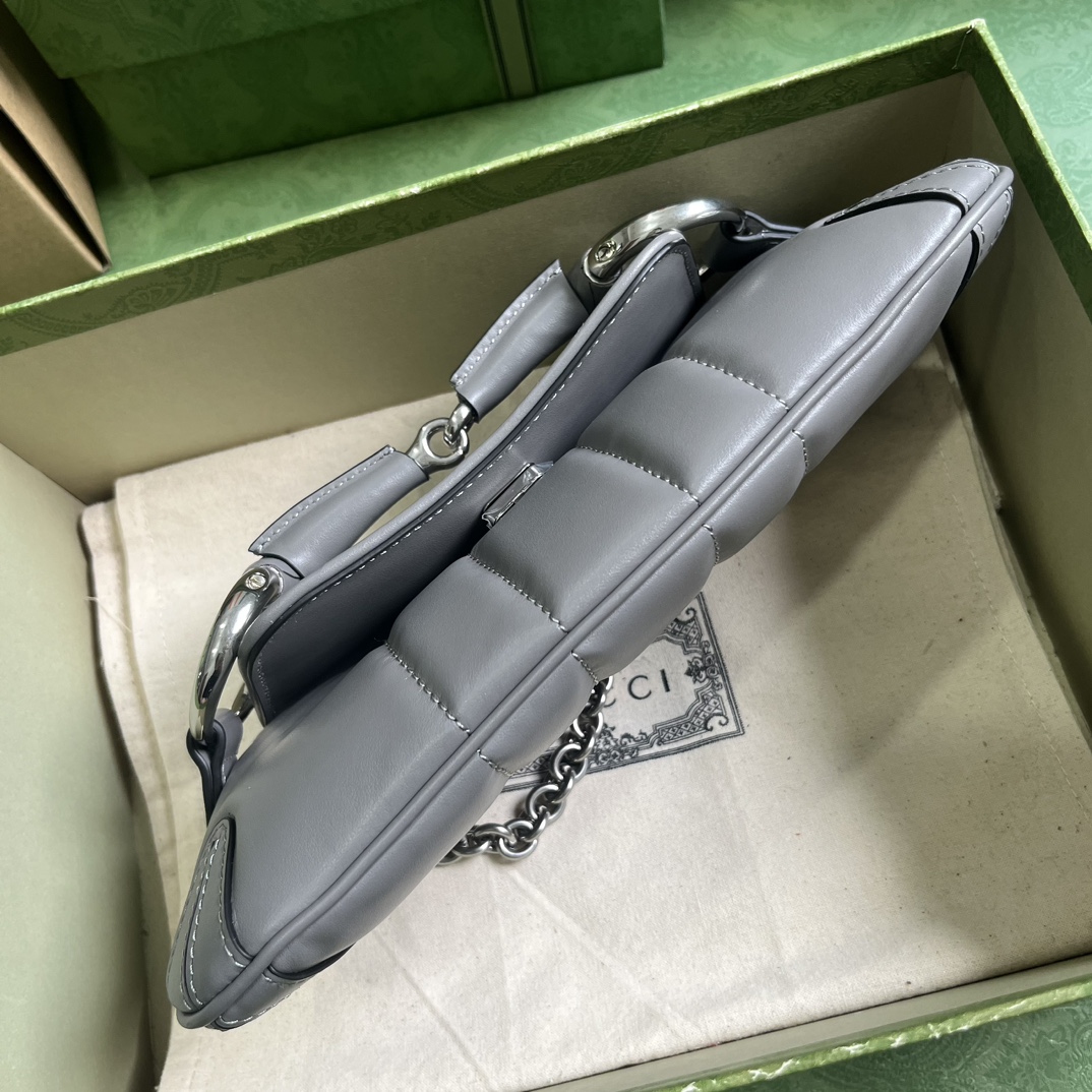 Bagsaaa Gvc*1 Horsebit Chain Small Shoulder Bag Grey Leather