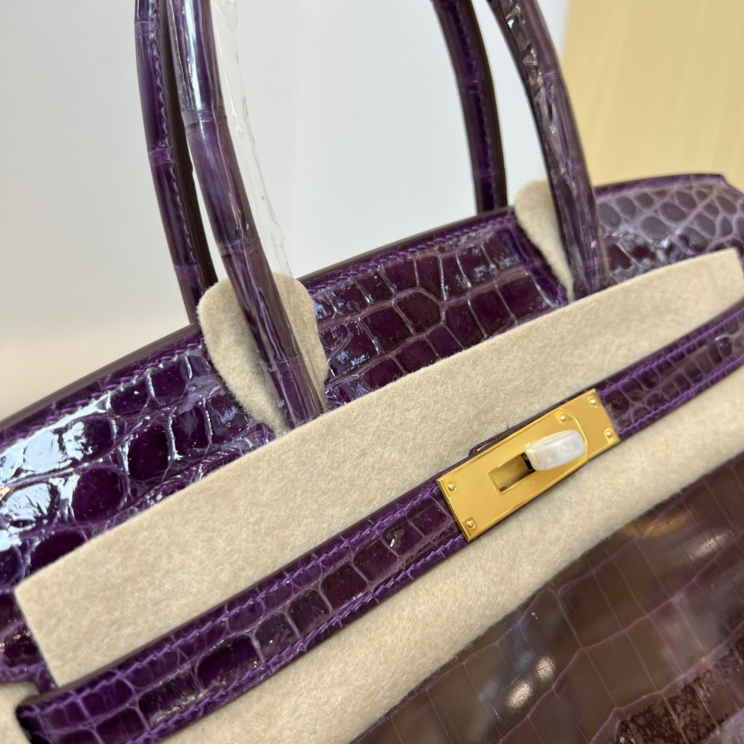 Bagsaaa H**me5 Birkin 30 Purple Birkin Crocodile 